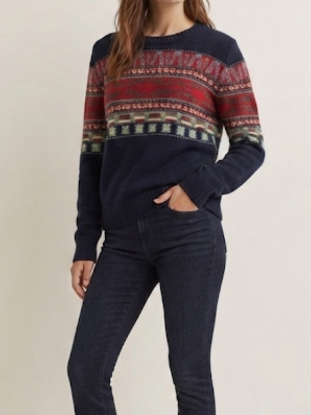 H&M | L.O.G.G. Fair Isle Nordic Sweater Wool Blend Large